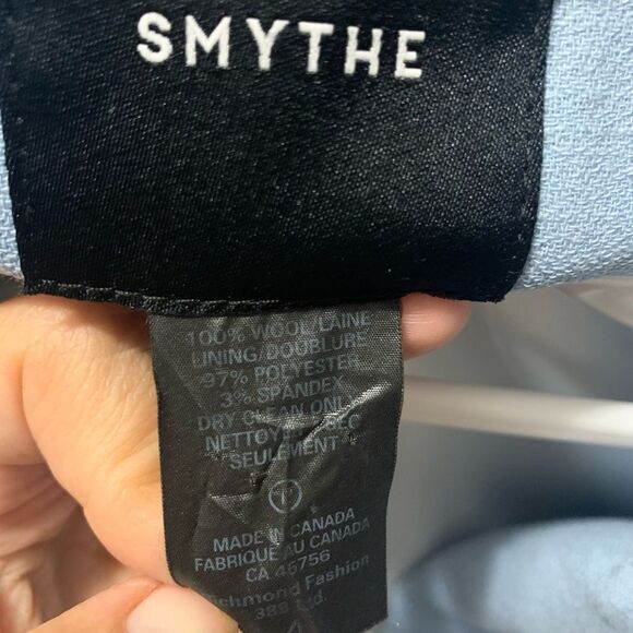 Smythe Classic Duchess Blazer Light Blue Size 4 Wool Lapel Collared Jacket - Picture 12 of 12